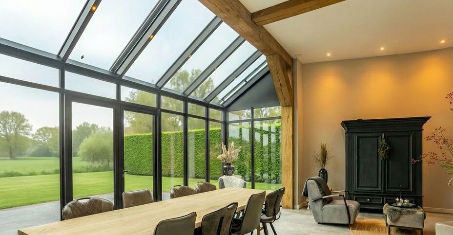 serre met vouwwand of serre met lichtstraat